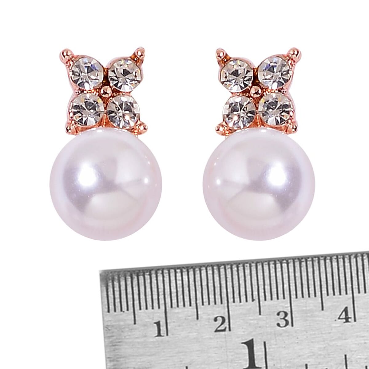 White Chroma Pearl, White Austrian Crystal Rosetone Bangle (8 in) and Earrings TGW 16.00 cts. image number 5