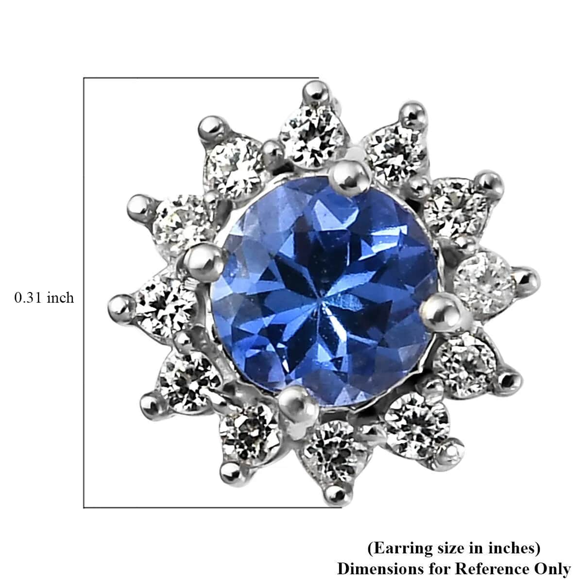 Tanzanite Earrings with Natural Zircon Flower Stud Earrings for Women in Platinum Over Sterling Silver, Wedding Gift for Her 1.00 ctw image number 5