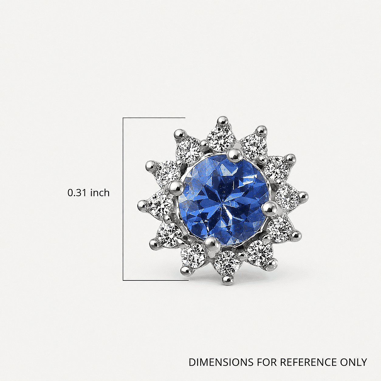 D'Joy Tanzanite and White Zircon 1.00 ctw Flower Stud Earrings in Platinum Over Sterling Silver