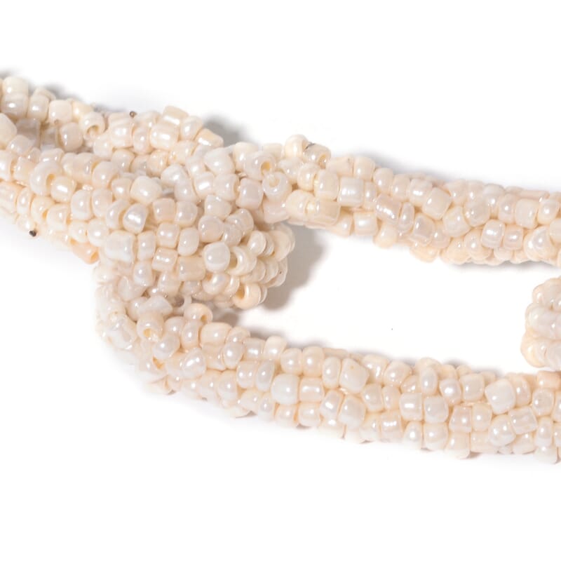 Cream Seed Beaded Link Necklace 33 Inches