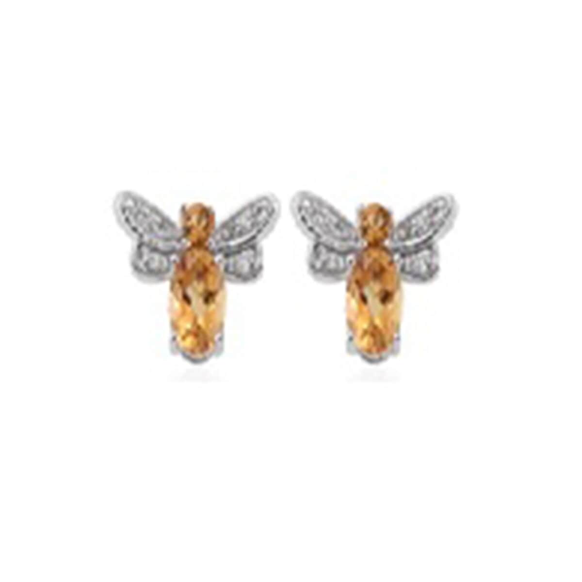 Brazilian Citrine and White Topaz Earrings in Sterling Silver 2.00 ctw image number 0