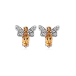 Brazilian Citrine and White Topaz Earrings in Sterling Silver 2.00 ctw