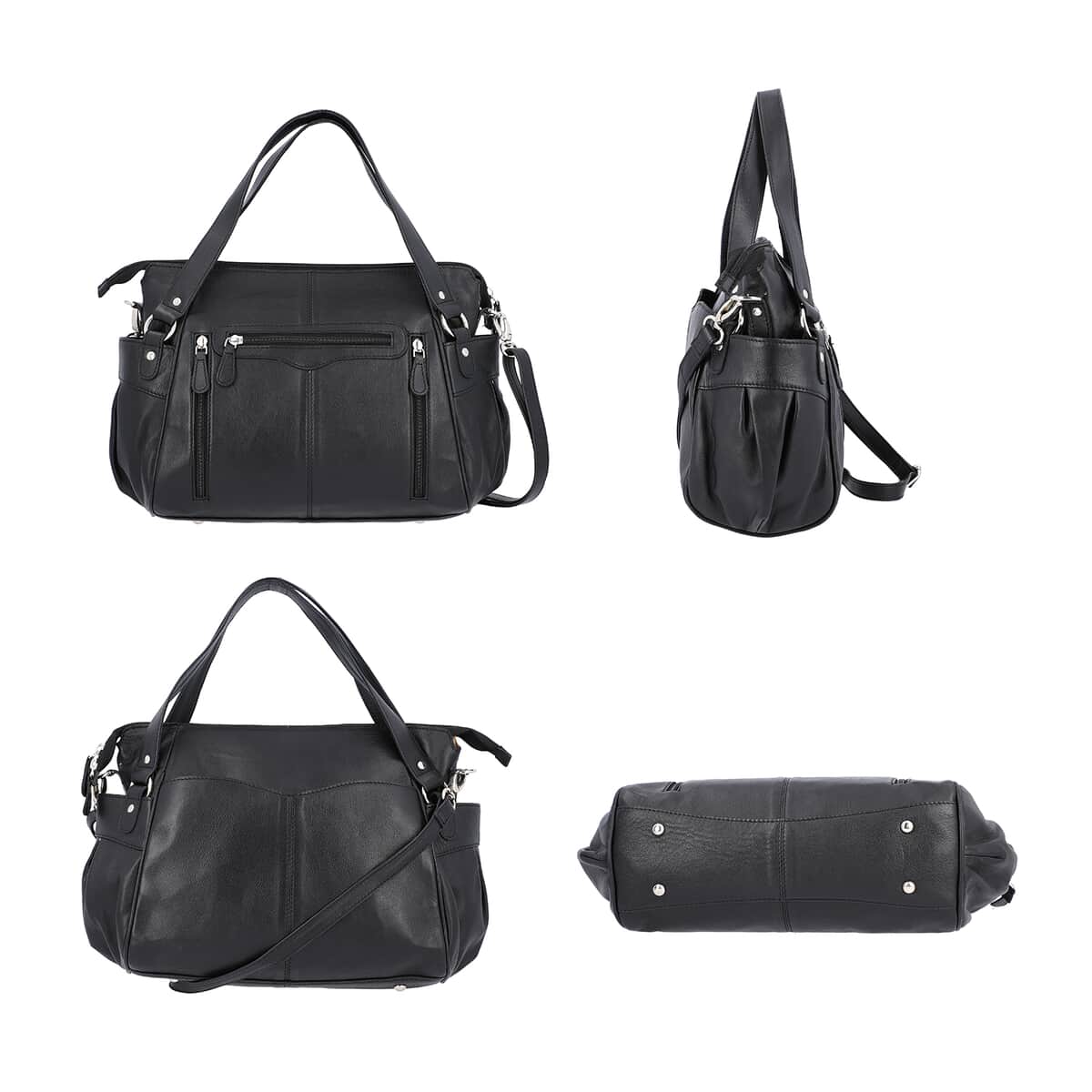 100%  Genuine Leather RFID Bailey Bag, Color : Black, Size : 17x11x3 in image number 3