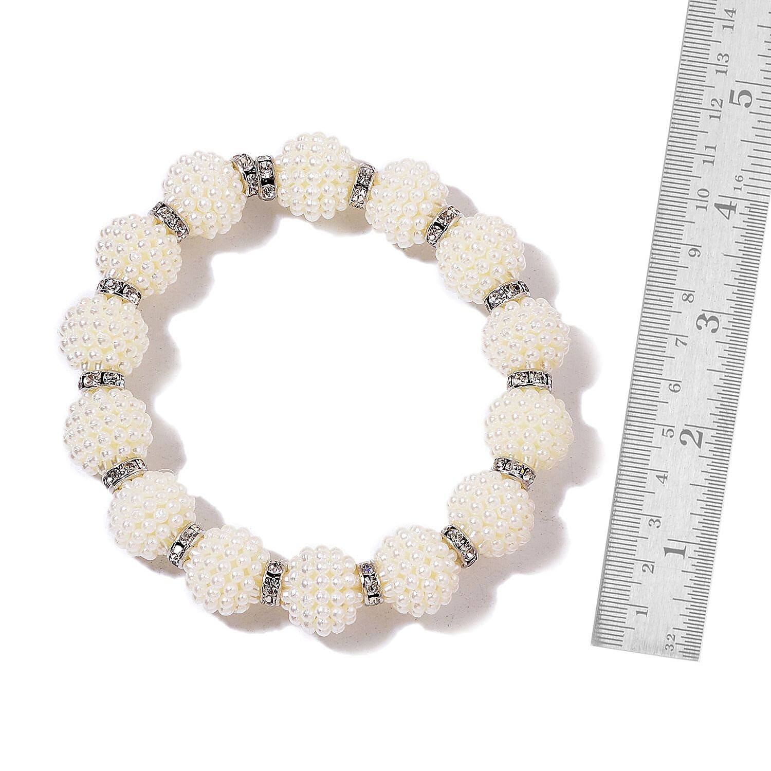 Multi Gemstone, Chroma, White and Blue Austrian Crystal Set of 5 Bracelets in Silvertone (Stretchable)