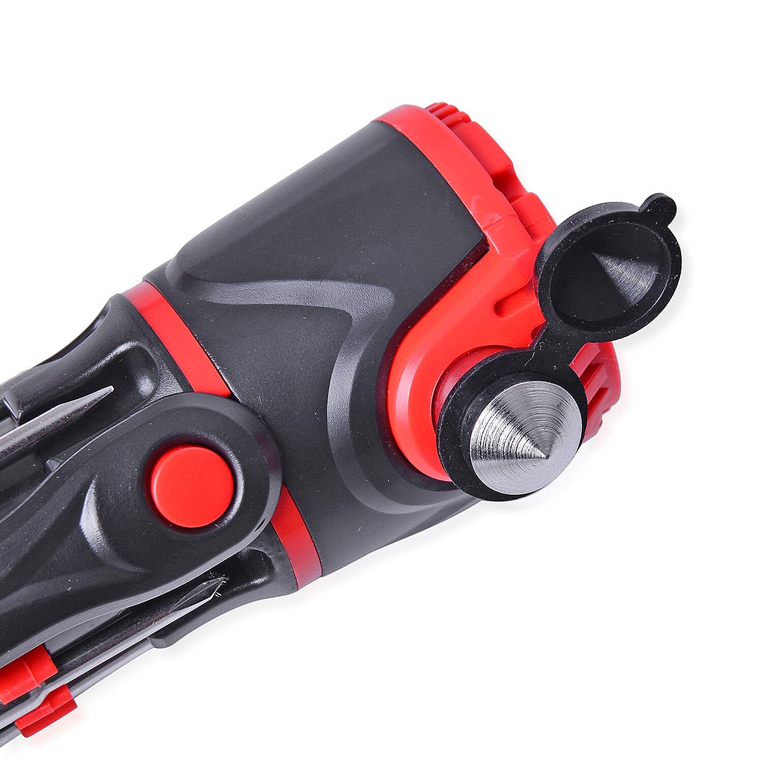 Stainless Steel Black 12 in 1 Emergency Hammer with Cover (AAA Batteries Not Included)