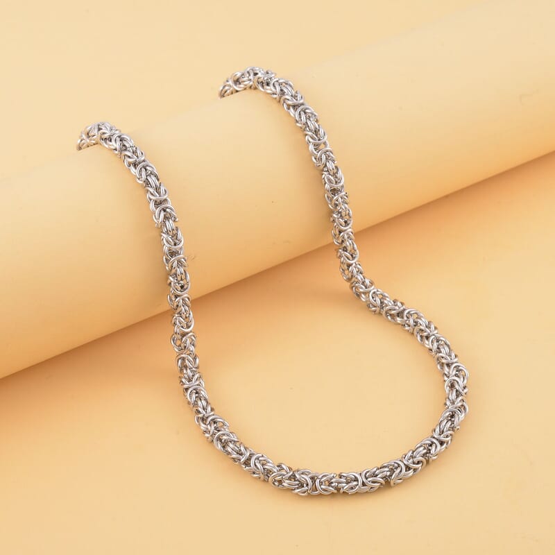 Stainless Steel Byzantine Chain Magic Ball Necklace 18-29 Inches