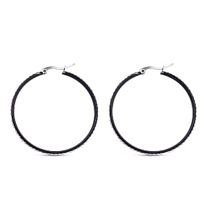 Austrian Crystal Hoop Earrings in ION Plated Black Stainless Steel