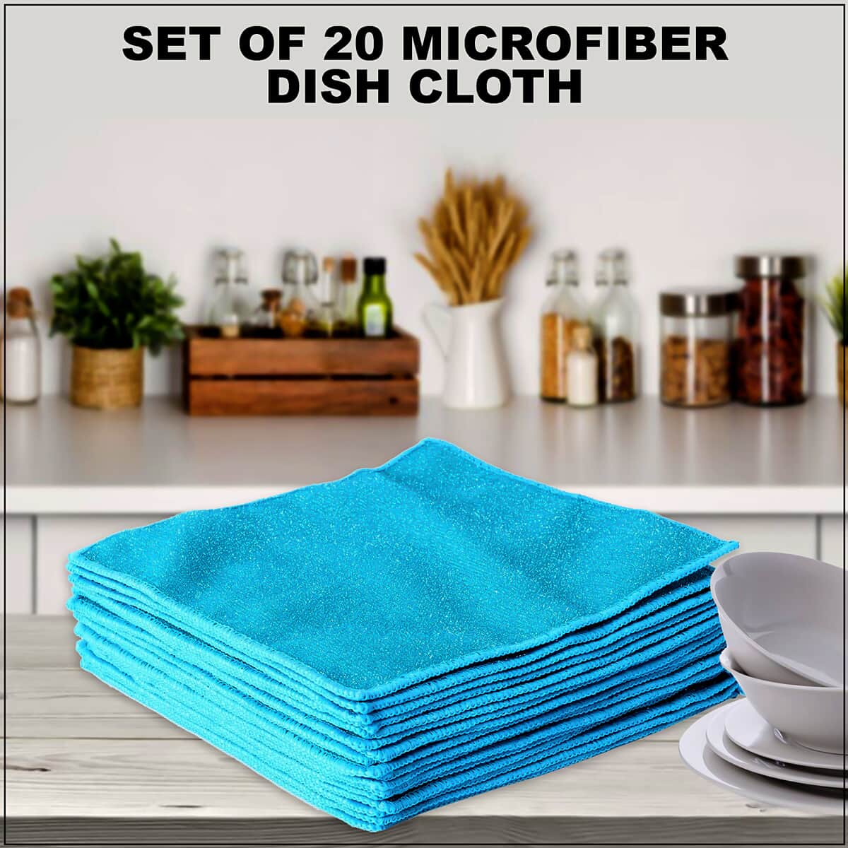 Homesmart Set of 20 Turquoise Double Sided Microfiber and Scratch Fiber Dish Cloth image number 1