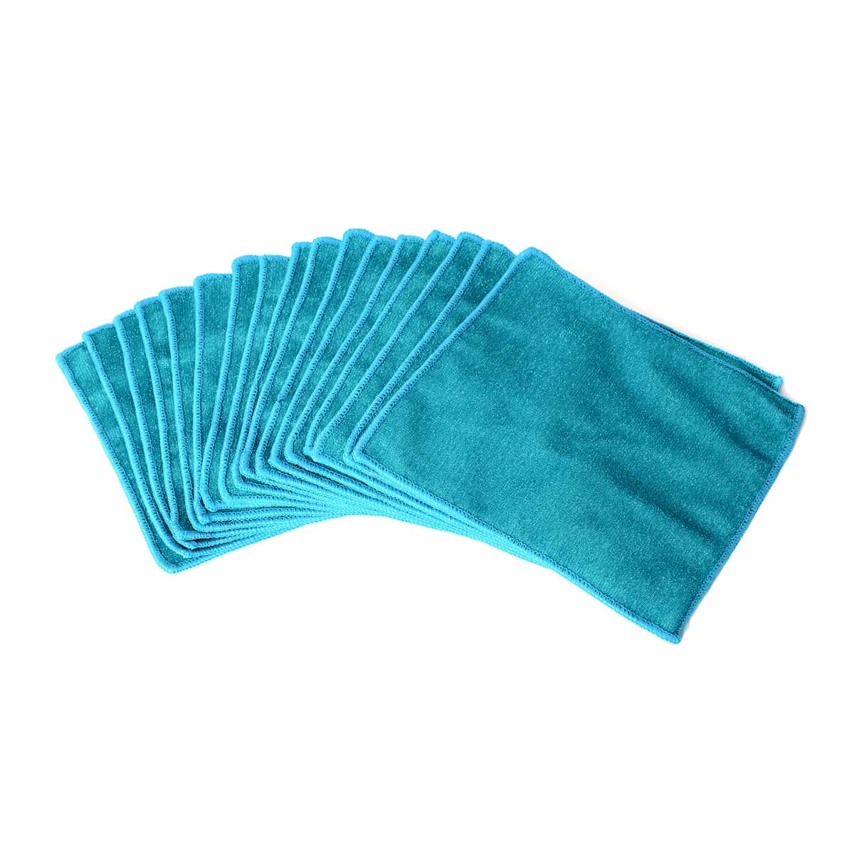 Set of 20 Turquoise Double Sided Microfiber and Scratch Fiber Dish Cloth (10 in) image number 4