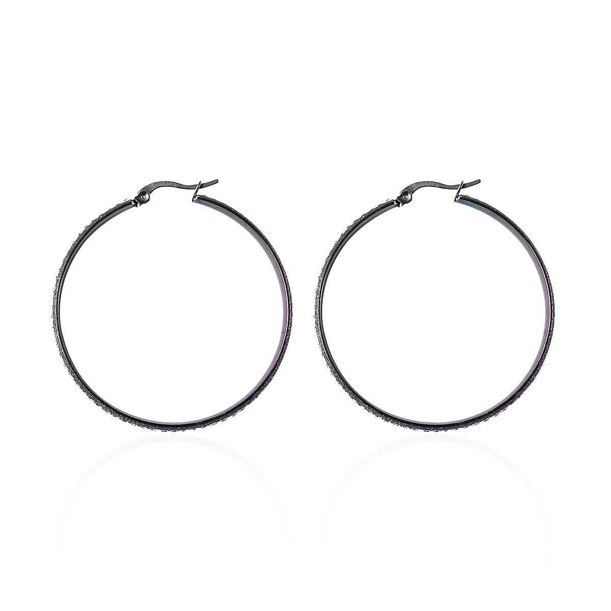 Austrian Crystal Hoop Earrings in ION Plated Rainbow Stainless Steel image number 3