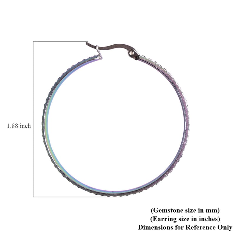 Austrian Crystal Hoop Earrings in ION Plated Rainbow Stainless Steel