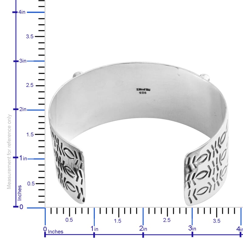 Santa Fe Style Kingman Turquoise Sterling Silver Wide Cuff (7 in) 3.50 ctw