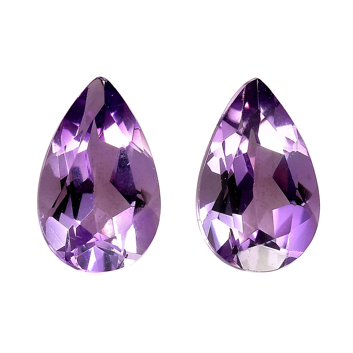 Mashamba Amethyst Set of 2 (Pear 8x5 mm) 1.39 ctw Loose Gemstone