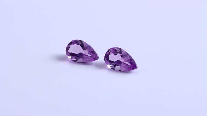Mashamba Amethyst Set of 2 (Pear 8x5 mm) 1.39 ctw Loose Gemstone