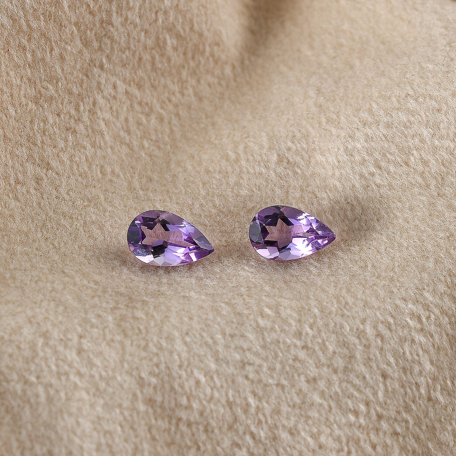 Mashamba Amethyst Set of 2 (Pear 8x5 mm) 1.39 ctw Loose Gemstone
