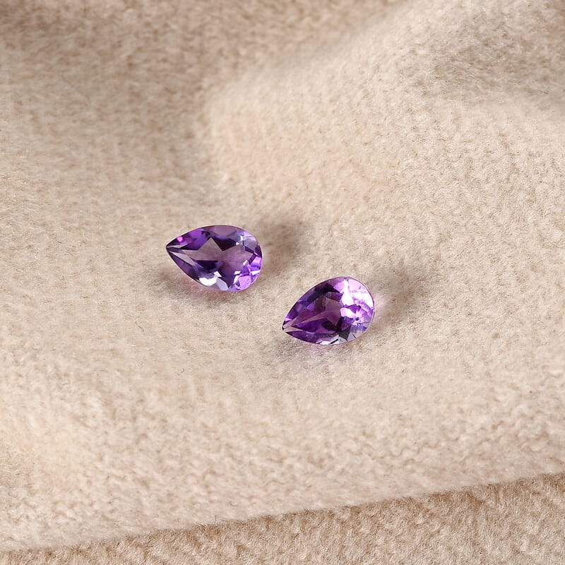 Mashamba Amethyst Set of 2 (Pear 6x4 mm) 0.70 ctw Loose Gemstone