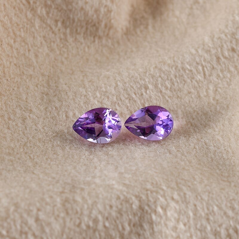 Mashamba Amethyst Set of 2 (Pear 7x5 mm) 1.21 ctw Loose Gemstone