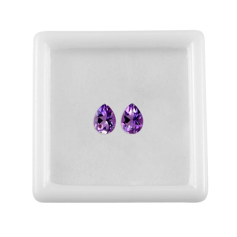 Mashamba Amethyst Set of 2 (Pear 7x5 mm) 1.21 ctw Loose Gemstone