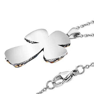 Multi Murano Style Cross Pendant Necklace For Women in Stainless Steel 20 Inches