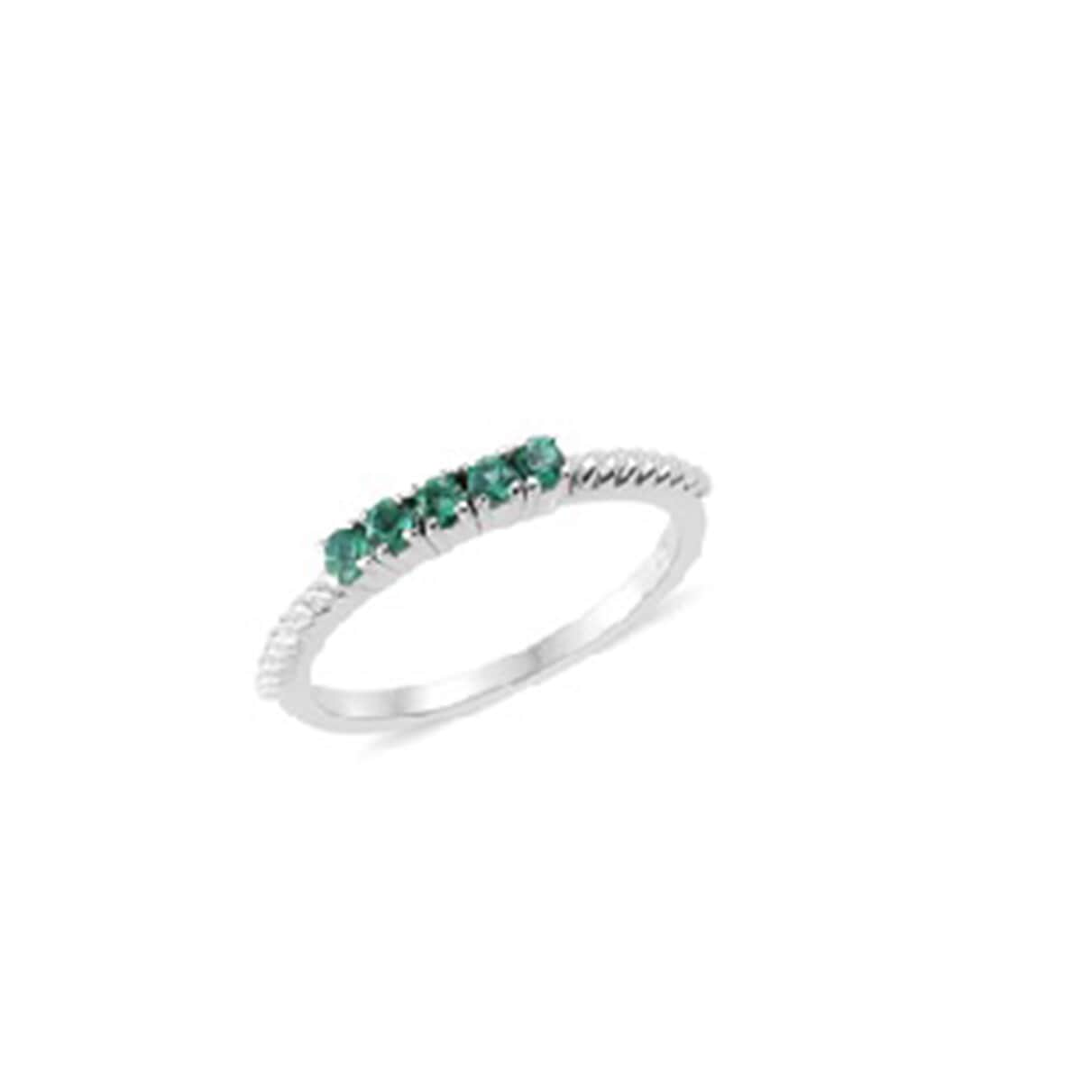 Lab Created Emerald 5 Stone Ring in Sterling Silver (Size 7.0) image number 0