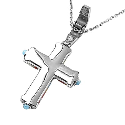 Multi Color Murano Style Cross Pendant Necklace