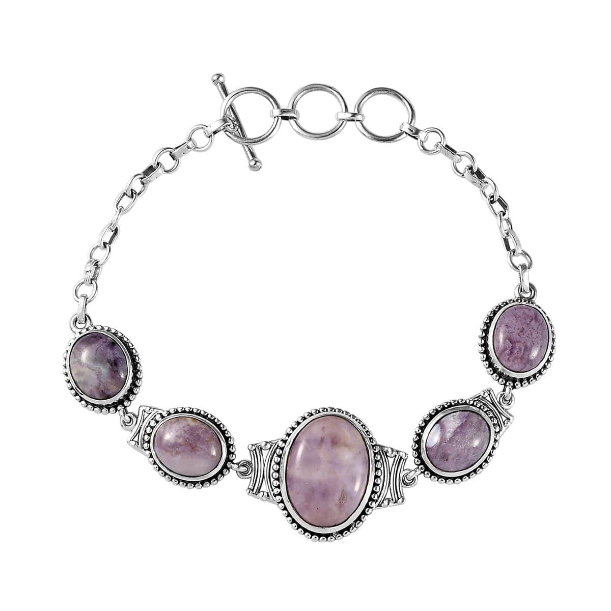 Artisan Crafted Utah Tiffany Stone Toggle Clasp Bracelet in Sterling Silver (6.50-7.50In) 20.35 ctw image number 0