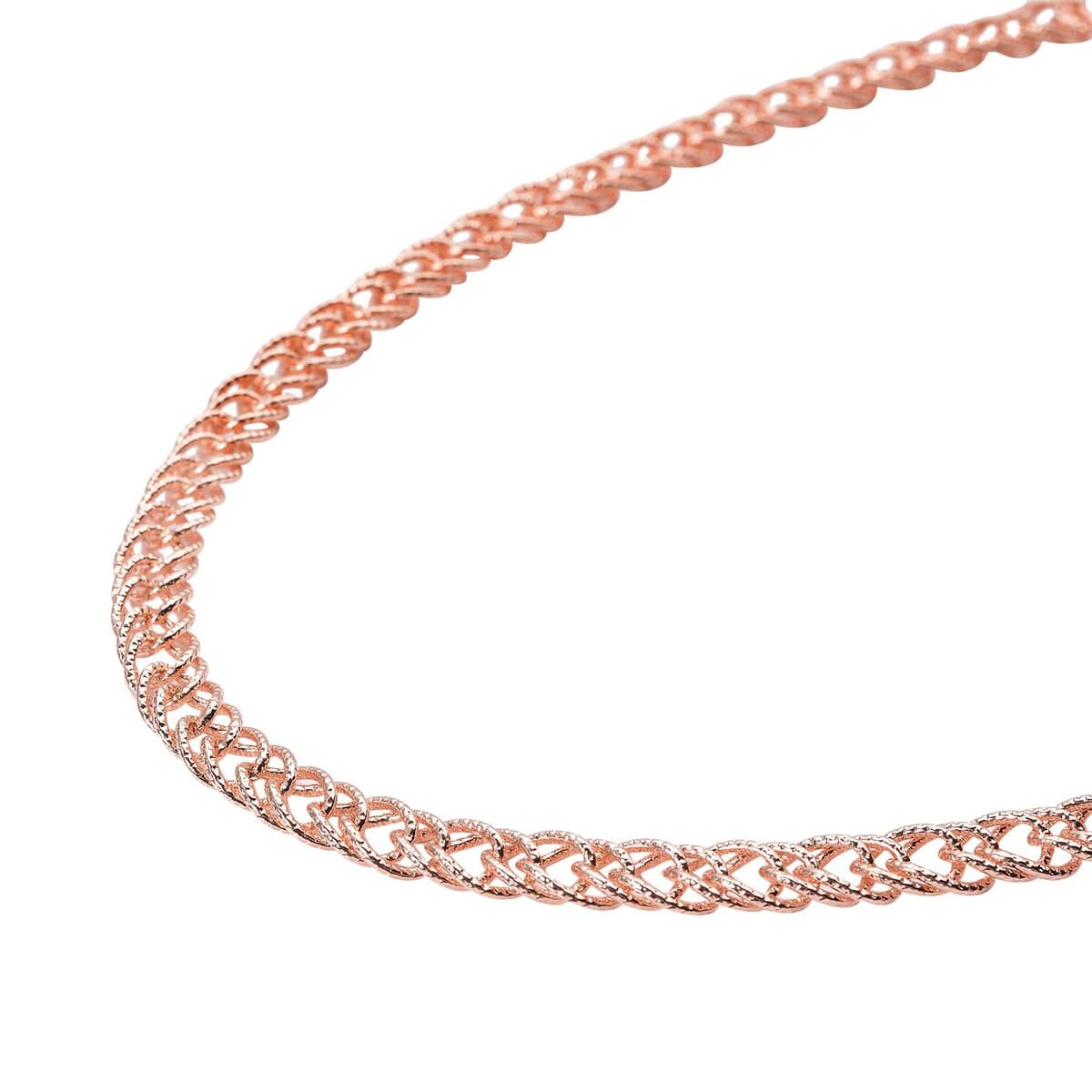ION Plated Rose Gold Stainless Steel Double Curb Link Chain Necklace (Adjustable) image number 2