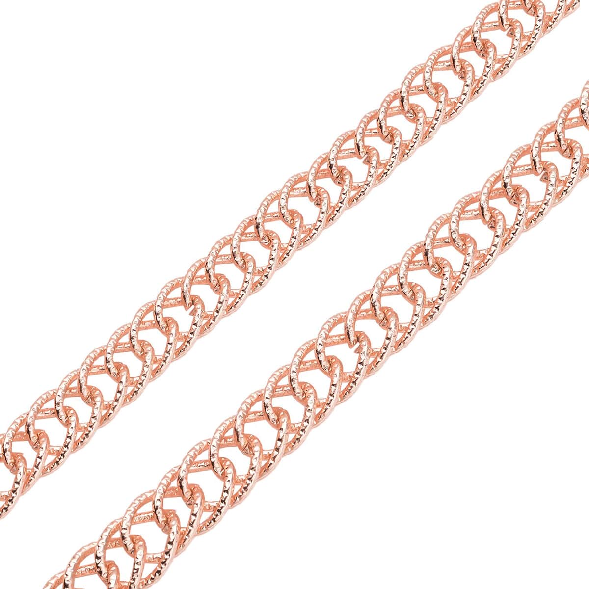 ION Plated Rose Gold Stainless Steel Double Curb Link Chain Necklace (Adjustable) image number 3
