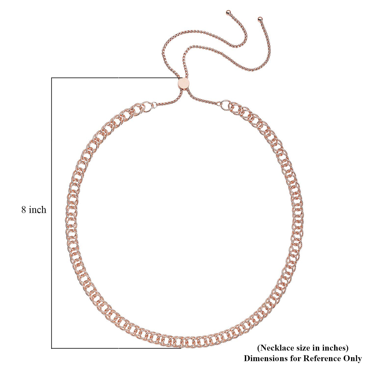 ION Plated Rose Gold Stainless Steel Double Curb Link Chain Necklace (Adjustable)