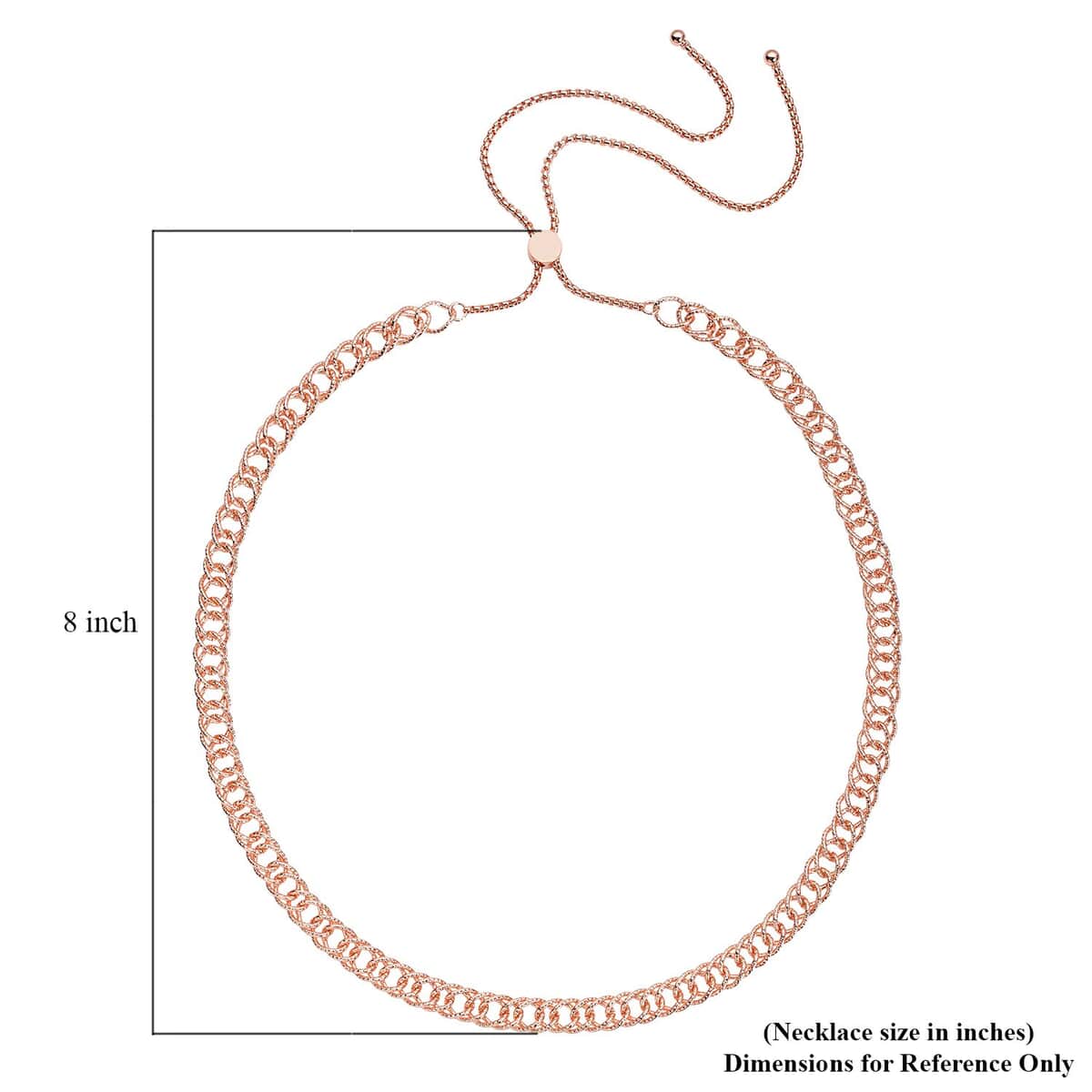 ION Plated Rose Gold Stainless Steel Double Curb Link Chain Necklace (Adjustable) image number 4
