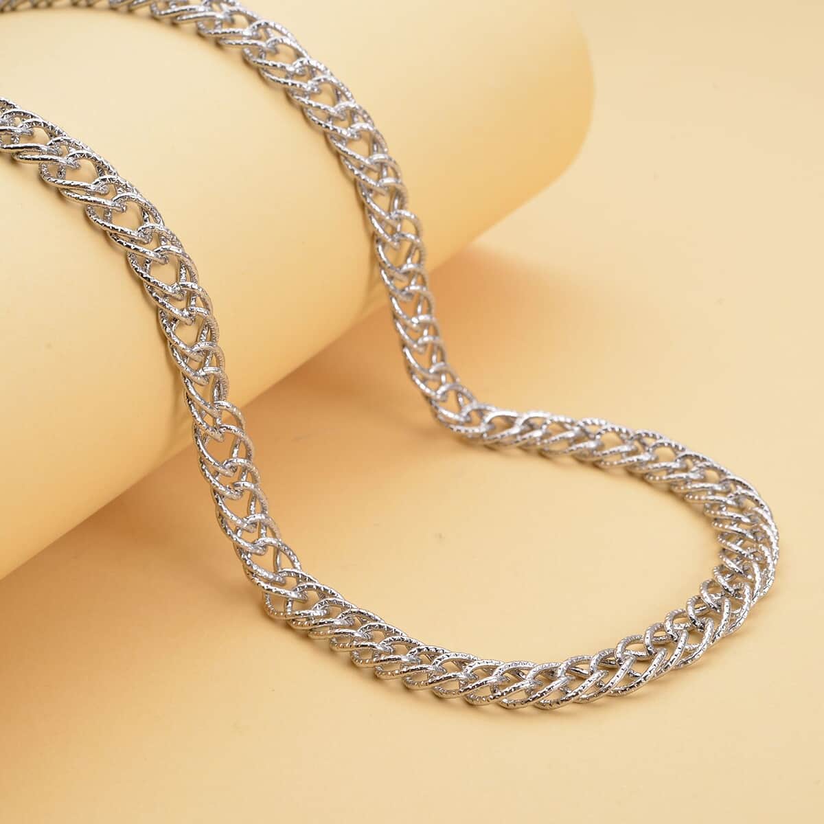 Stainless Steel Double Curb Link Chain Necklace (Adjustable) image number 1