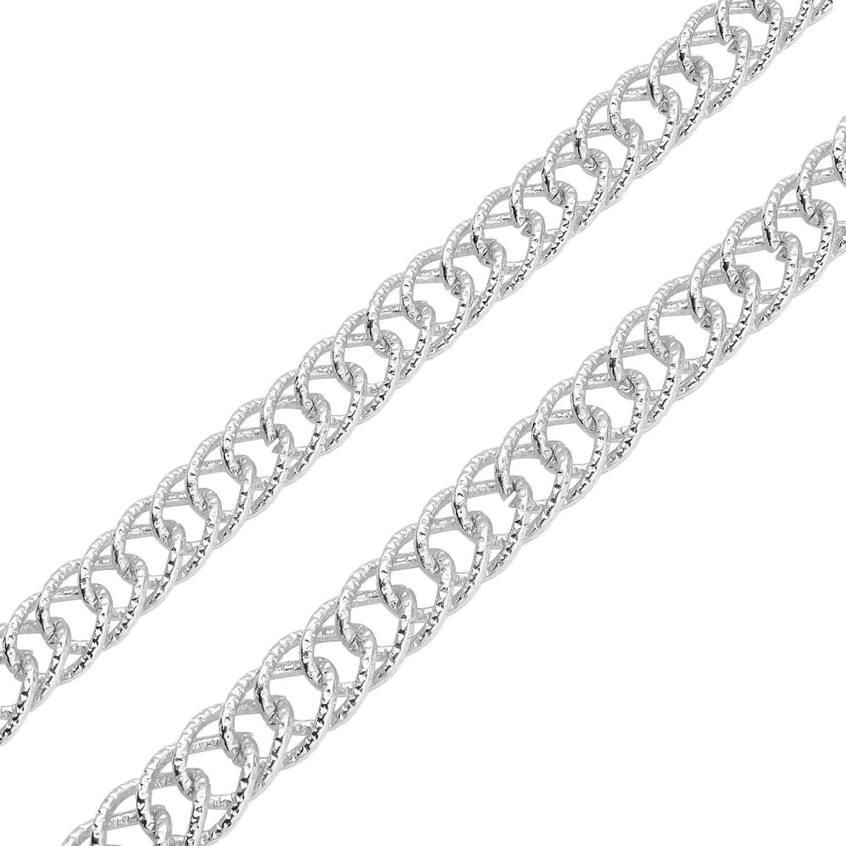 Stainless Steel Double Curb Link Chain Necklace (Adjustable) image number 3