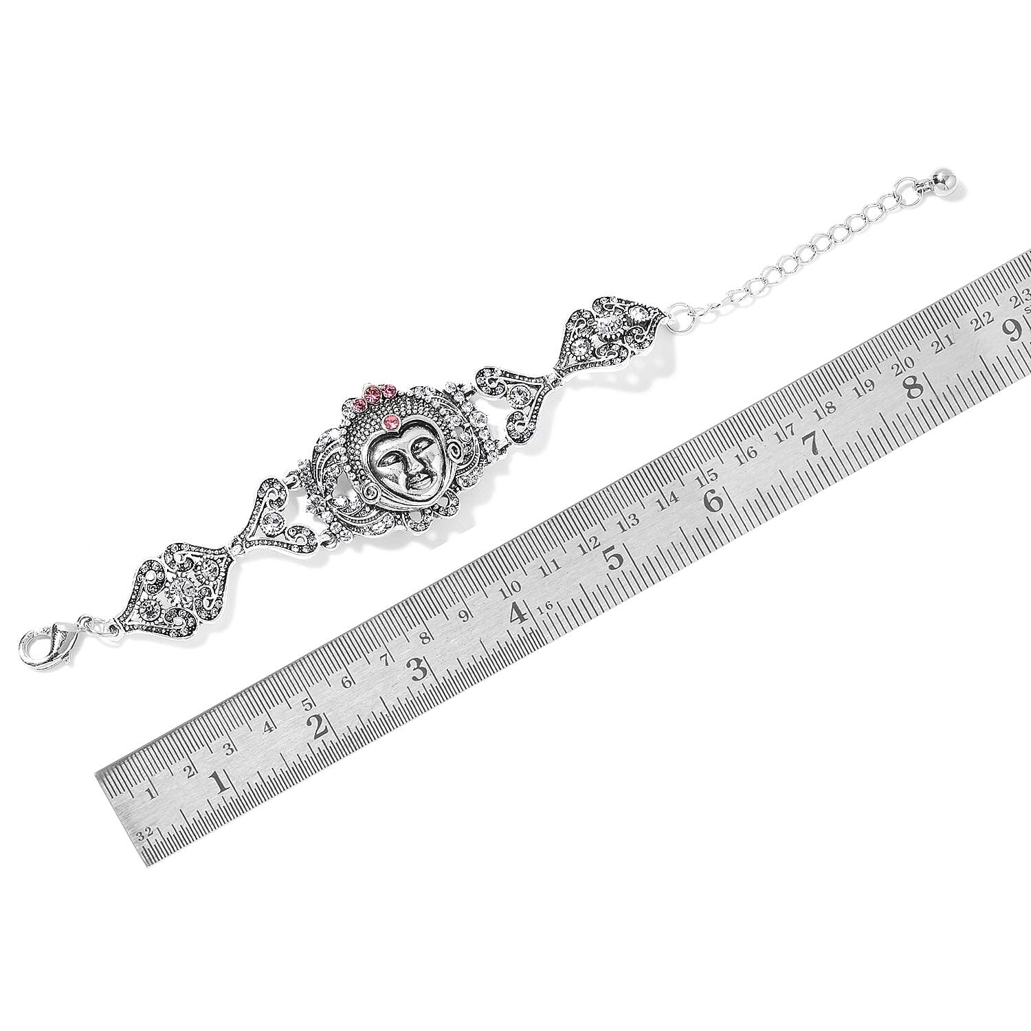 Simulated Emerald and Austrian Crystal Bracelet with Set of 3 Interchangeable Snap on Buttons 5.00-7.50 Inch in Silvertone