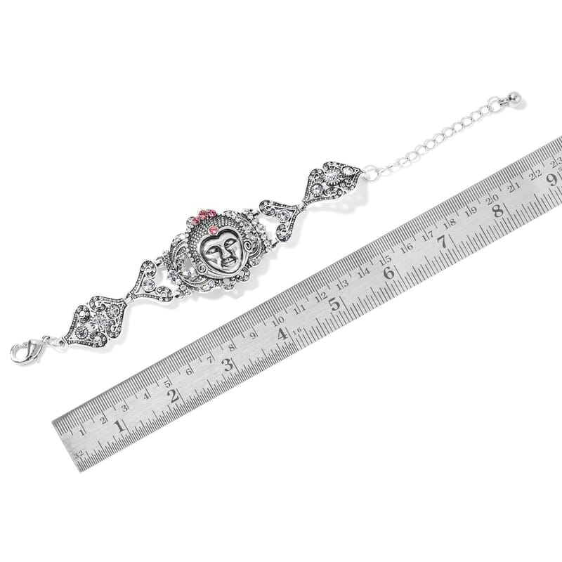 Simulated Emerald and Austrian Crystal Bracelet with Set of 3 Interchangeable Snap on Buttons 5.00-7.50 Inch in Silvertone