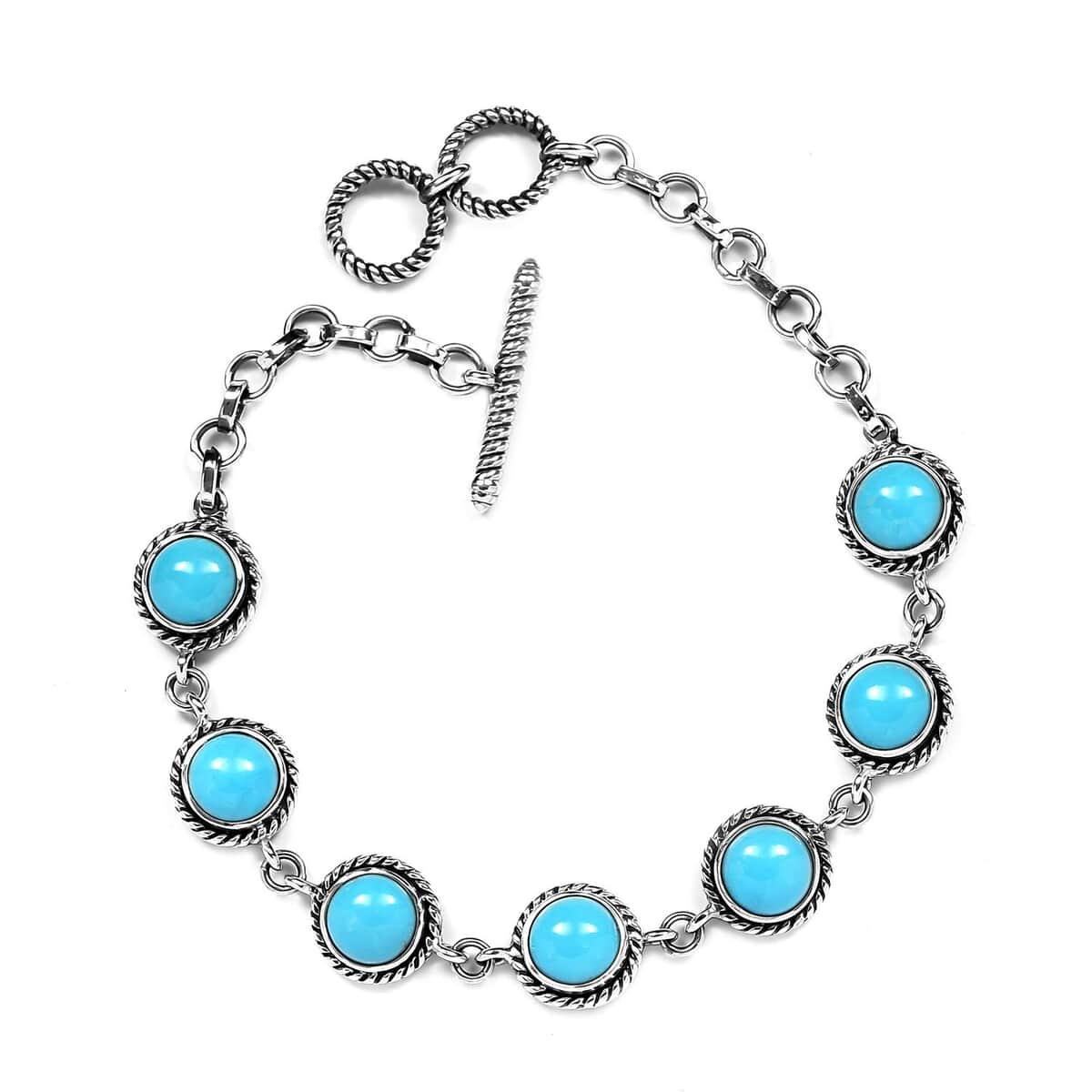 Artisan Crafted American Natural Sleeping Beauty Turquoise Bracelet in Sterling Silver (7.50 In) 7.90 ctw image number 0