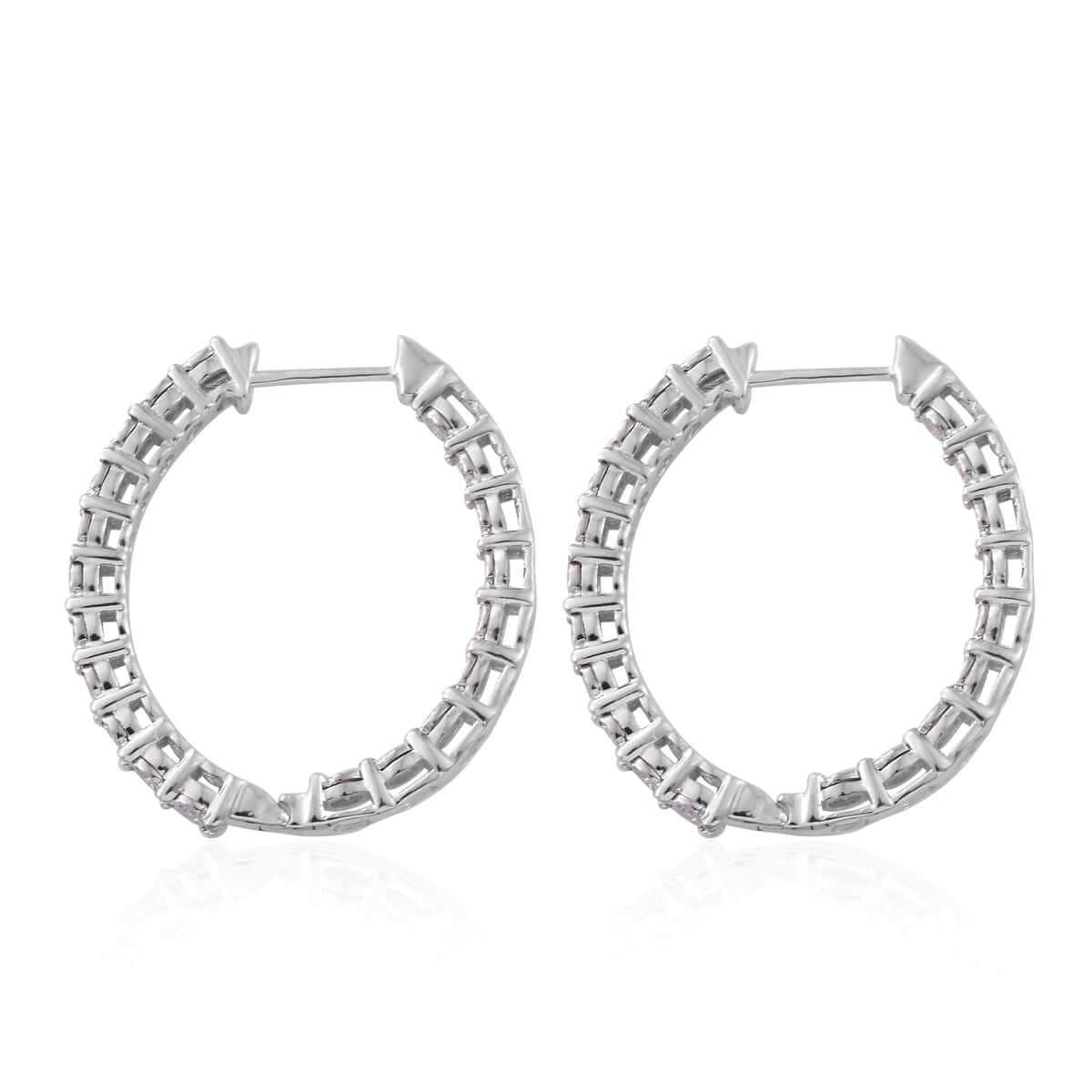 Diamond Inside Out Hoop Earrings in Sterling Silver 0.40 ctw image number 2