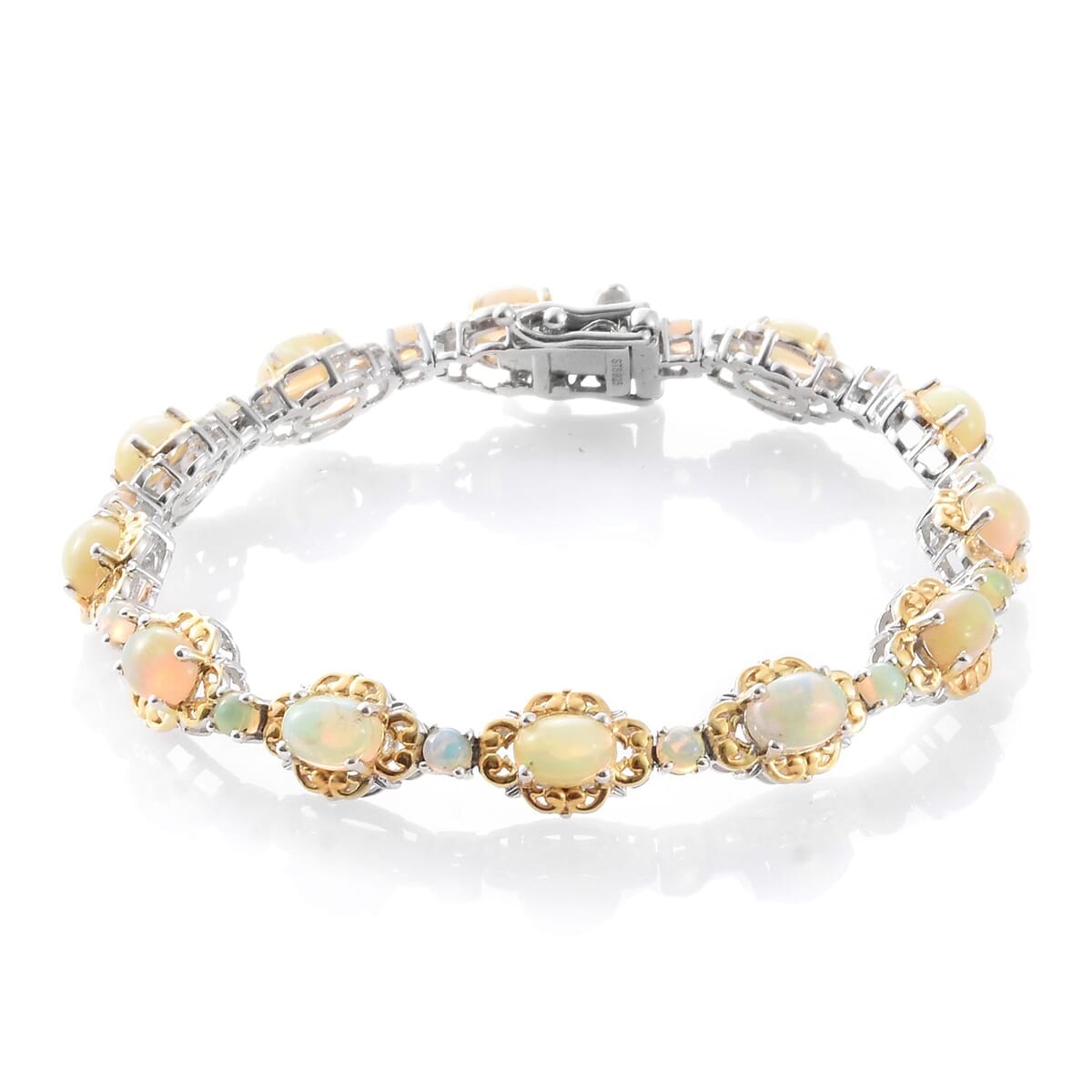 Ethiopian Welo Opal Bracelet in 14K Yellow Gold and Platinum Over Sterling Silver (7.50 In) 6.00 ctw image number 0