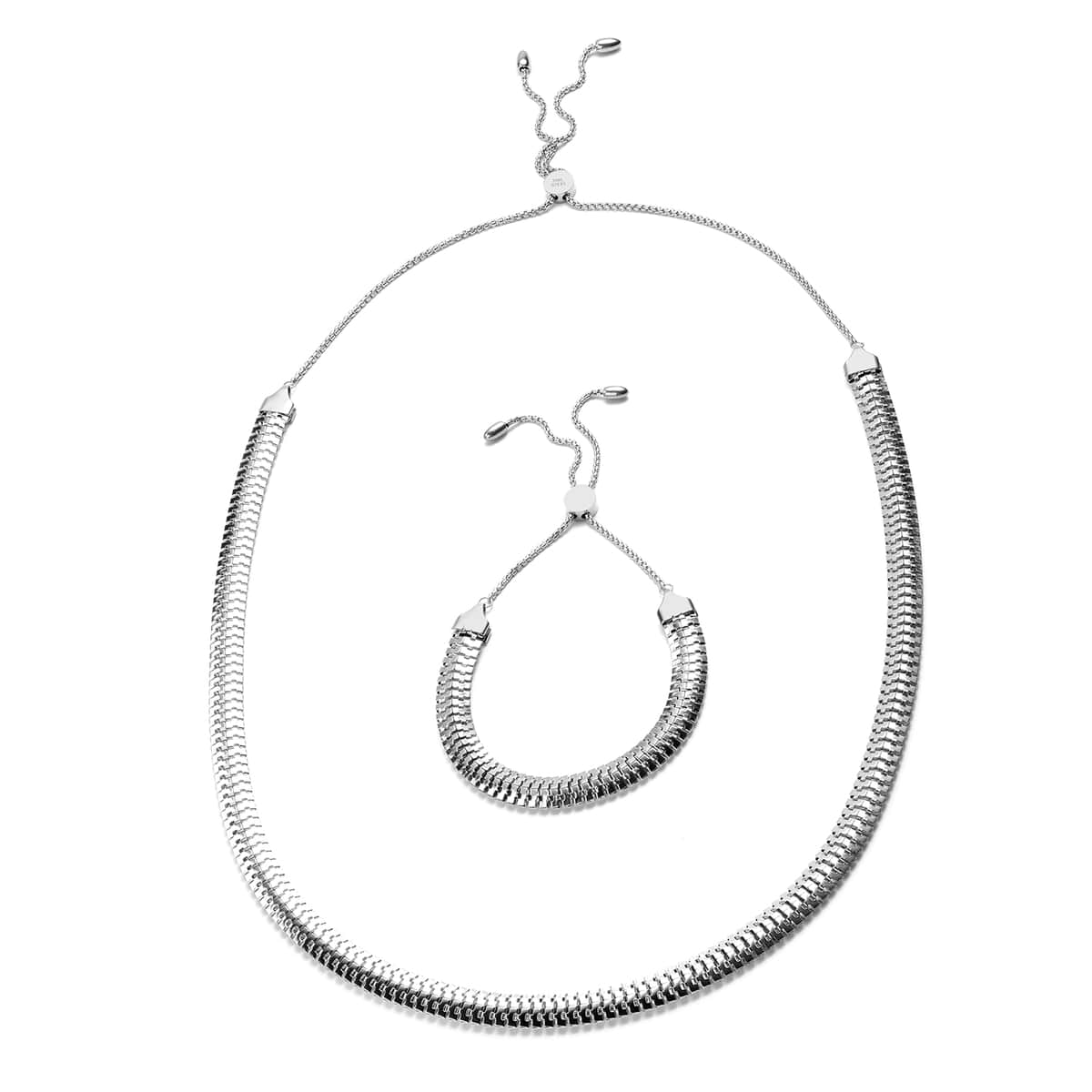 Snake Bracelet (Adjustable) and Necklace (Adjustable) in Stainless Steel image number 0