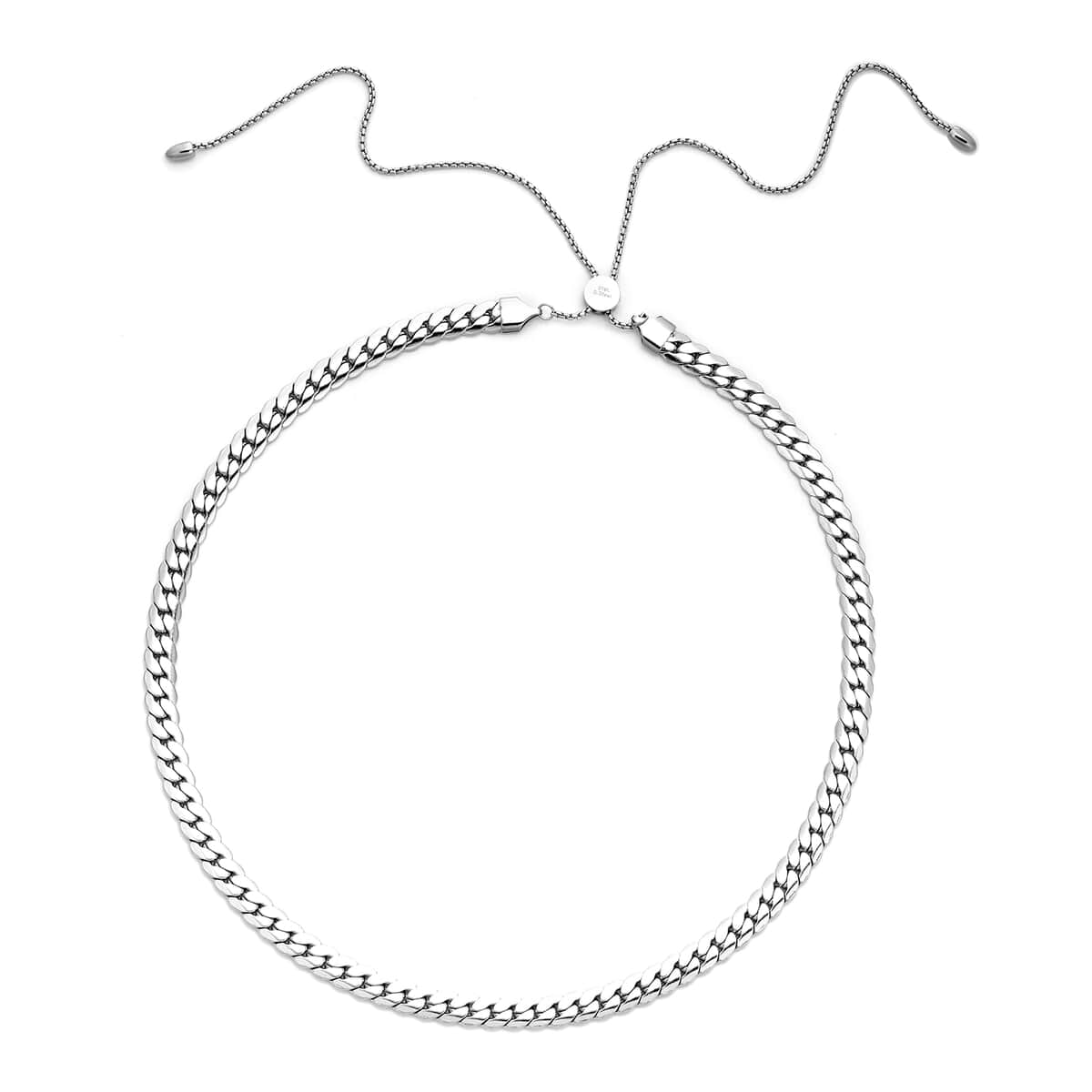 Curb Bracelet (Adjustable) and Necklace (Adjustable) in Stainless Steel image number 1