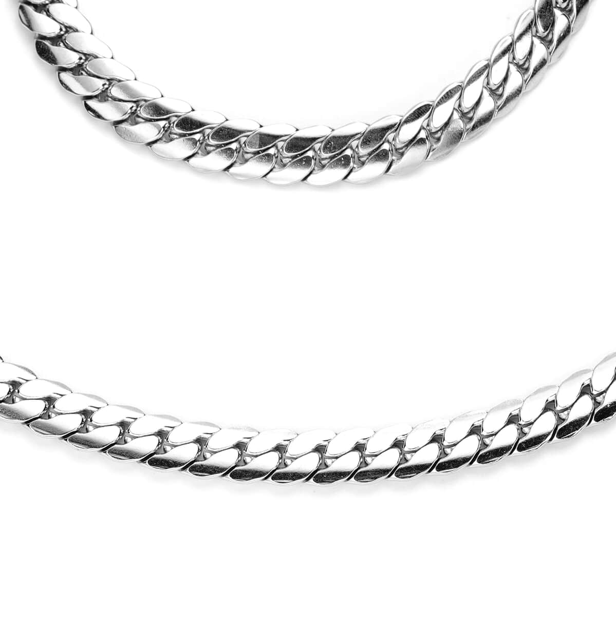 Curb Bracelet (Adjustable) and Necklace (Adjustable) in Stainless Steel image number 2