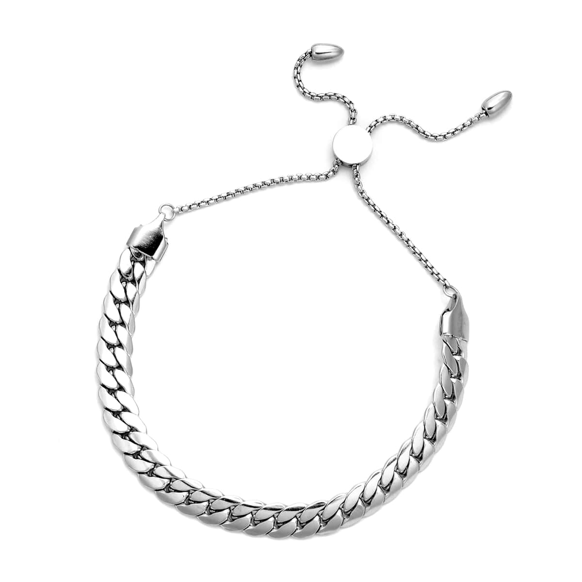 Curb Bracelet (Adjustable) and Necklace (Adjustable) in Stainless Steel image number 4