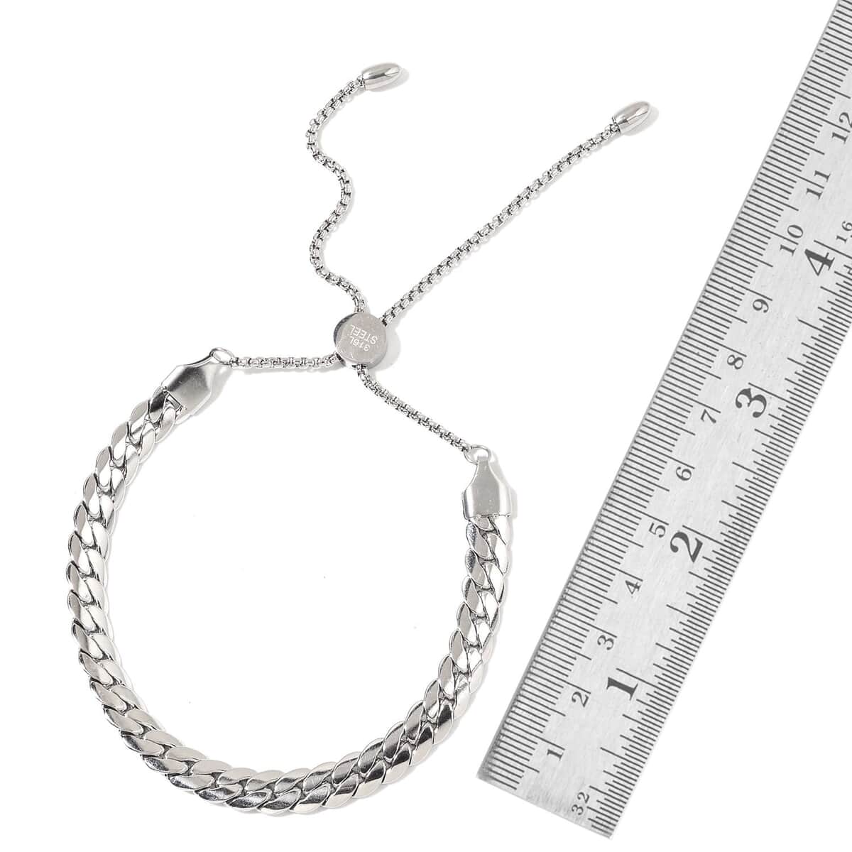 Curb Bracelet (Adjustable) and Necklace (Adjustable) in Stainless Steel image number 5