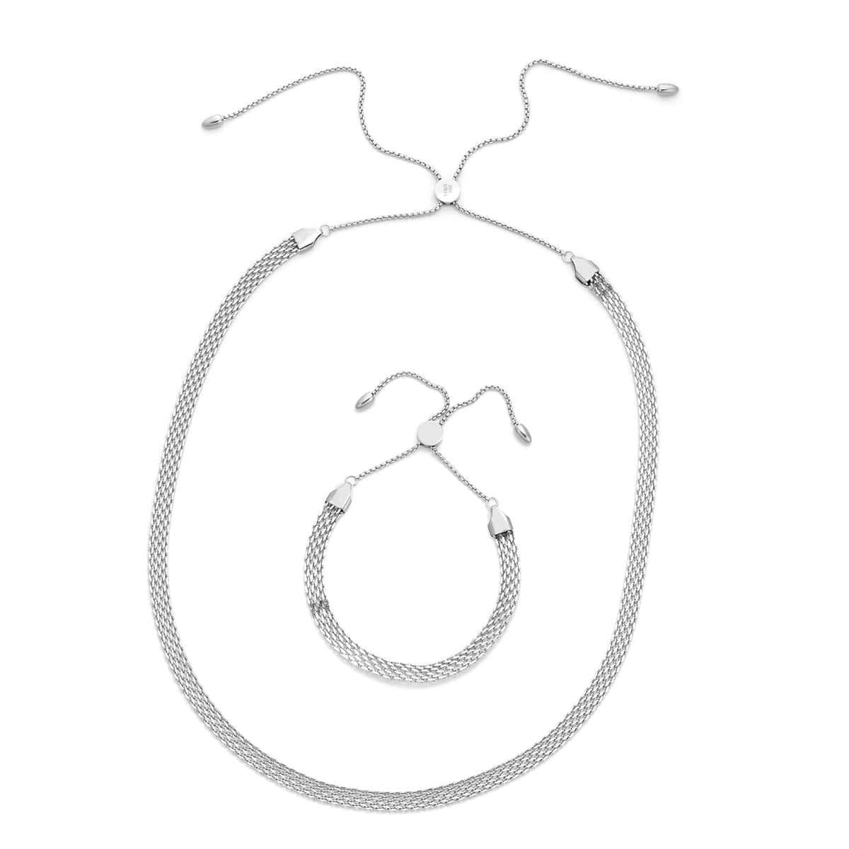 Fancy Bracelet (Adjustable) and Necklace (Adjustable) in Stainless Steel image number 0