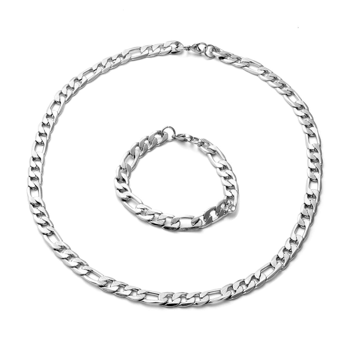 Curb Bracelet (8.50In) and Necklace (24.00 In) in Stainless Steel 55 Grams image number 0