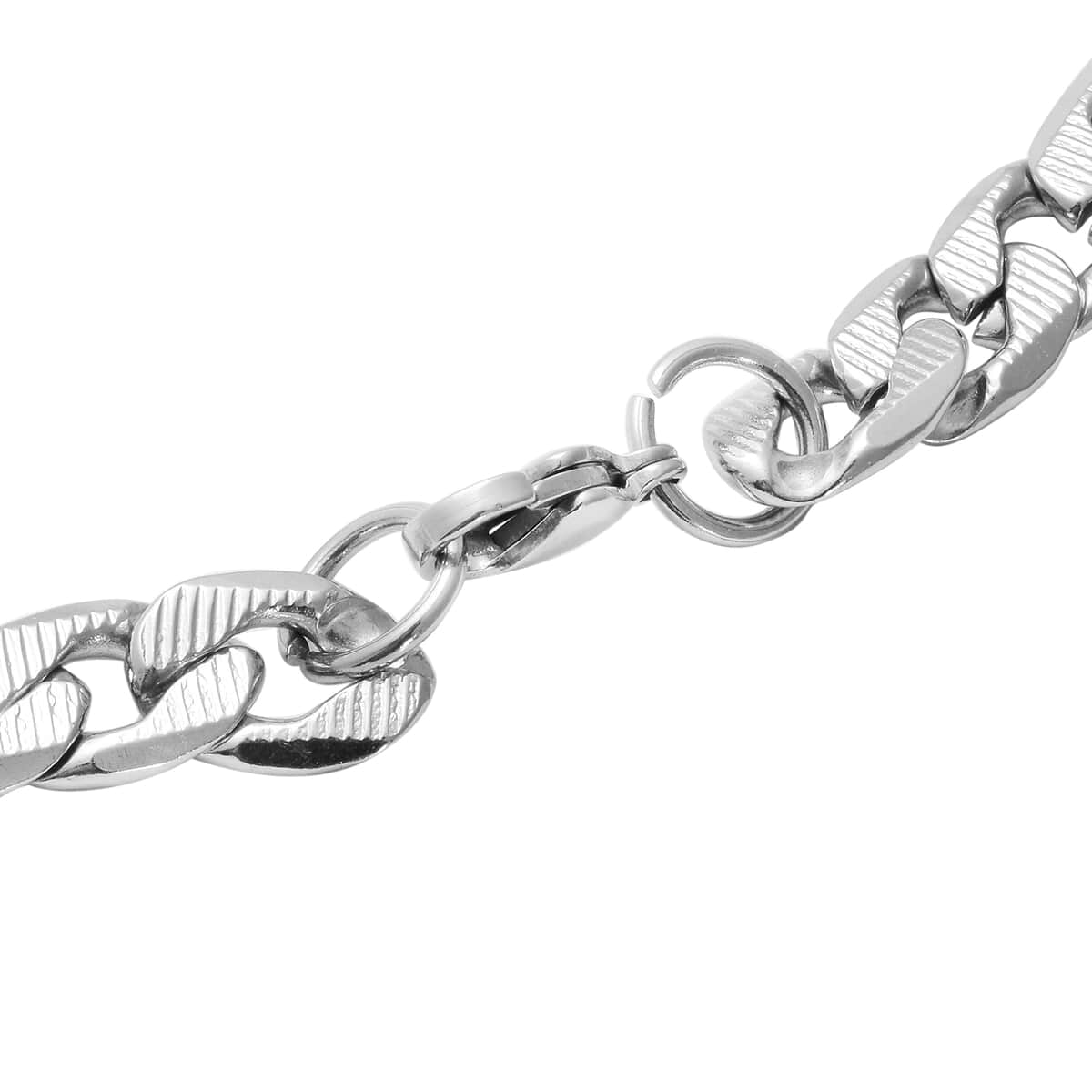 Curb Bracelet (8.50In) and Necklace (24.00 In) in Stainless Steel 55 Grams image number 4