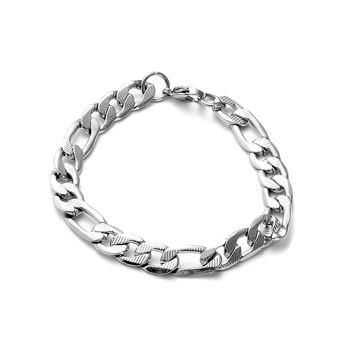 Curb Bracelet (8.50In) and Necklace (24.00 In) in Stainless Steel 55 Grams image number 5