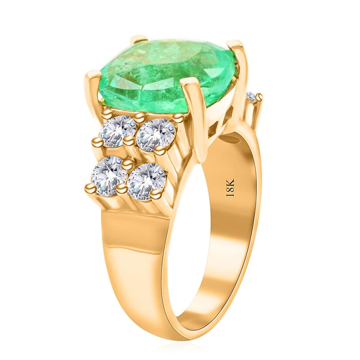 One Of A Kind Certified & Appraised Iliana 18K Yellow Gold AAAA Boyaca Colombian Emerald and SI Diamond Ring (Size 7.0) 9.33 Grams 7.30 ctw image number 3
