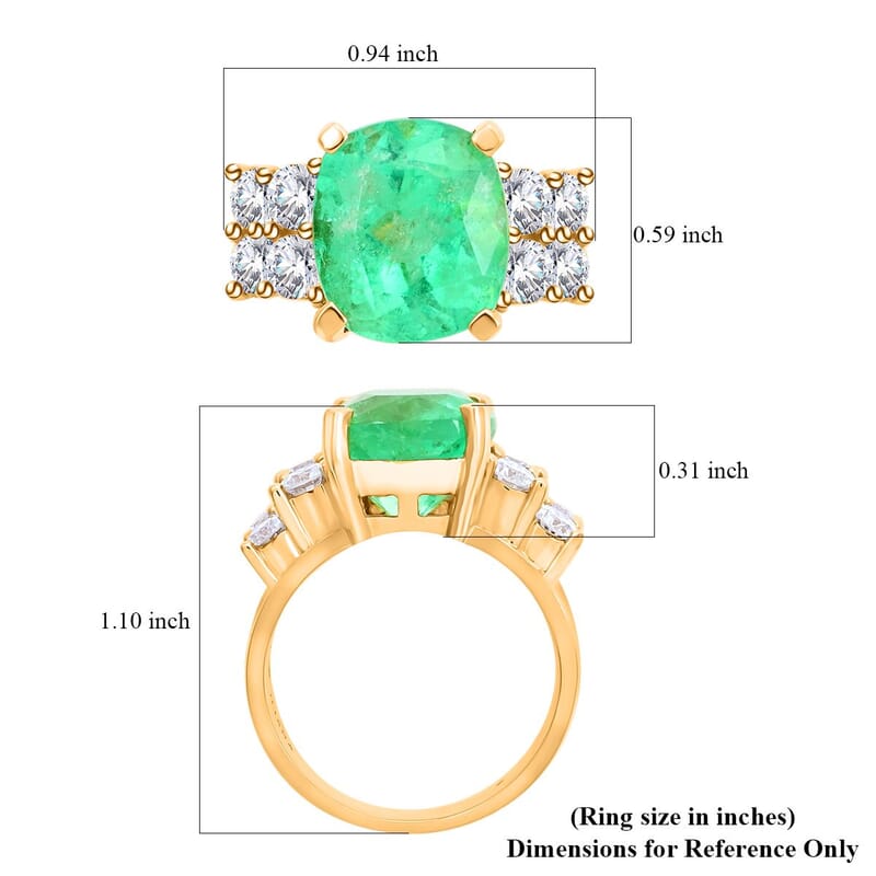 One Of A Kind Certified & Appraised Iliana 18K Yellow Gold AAAA Boyaca Colombian Emerald and SI Diamond Ring (Size 7.0) 9.33 Grams 7.30 ctw