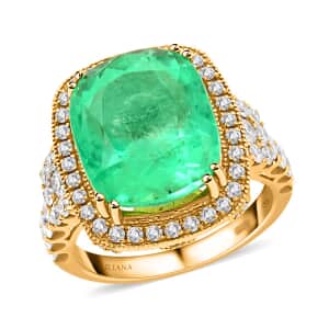 One Of A Kind Certified & Appraised Iliana 18K Yellow Gold AAAA Colombian Emerald and G-H SI Diamond Ring (Size 7.0) 6.70 Grams 9.10 ctw