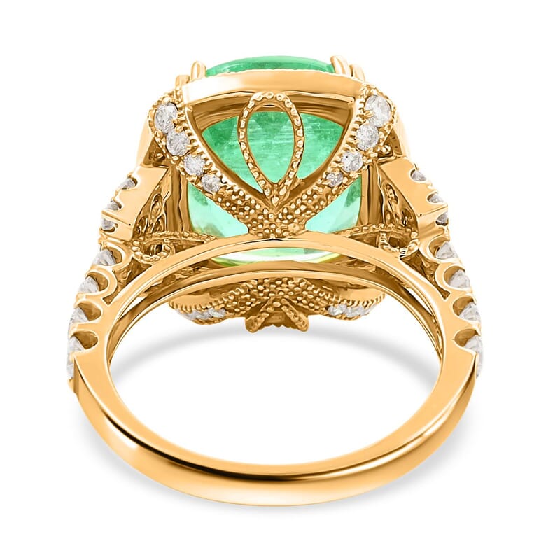 One Of A Kind Certified & Appraised Iliana 18K Yellow Gold AAAA Colombian Emerald and G-H SI Diamond Ring (Size 7.0) 6.70 Grams 9.10 ctw